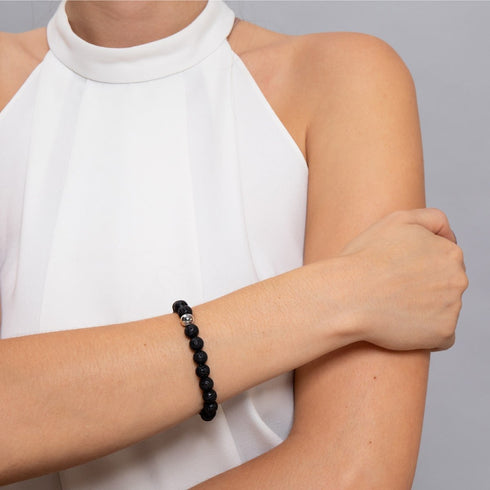 Vulcain | Diffuseur de pierre de lave noire | Argent | Bracelet Expression