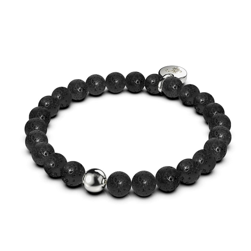 Vulcain | Diffuseur de pierre de lave noire | Argent | Bracelet Expression