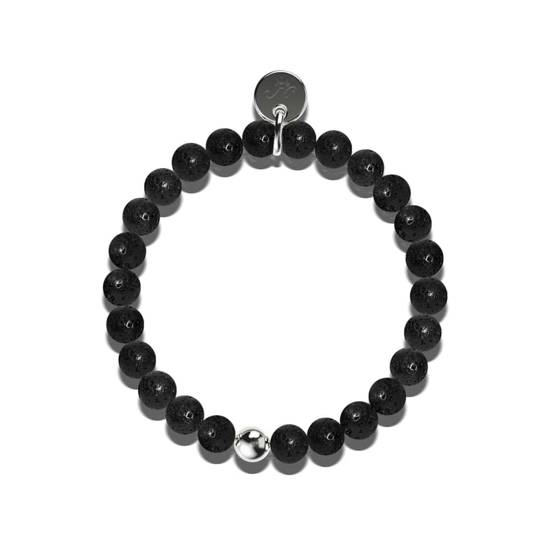 Vulcain | Diffuseur de pierre de lave noire | Argent | Bracelet Expression