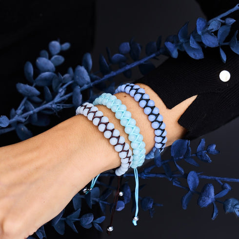 Bleu lunaire | Céramique Lumos | Bracelet Vitalité Macramé