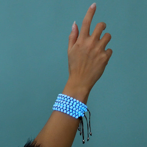 Bleu lunaire | Céramique Lumos | Bracelet Vitalité Macramé