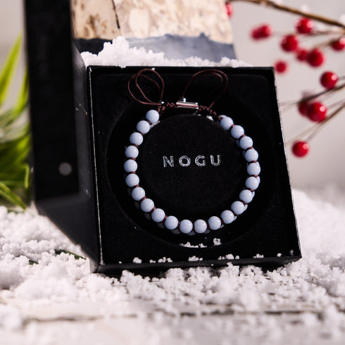 Bleu lunaire | Céramique Lumos | Bracelet Vitalité Macramé