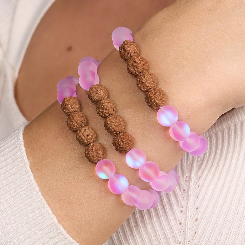 Tantric Glow | Mermaid Glass x Rudraksha |  Mala Bracelet