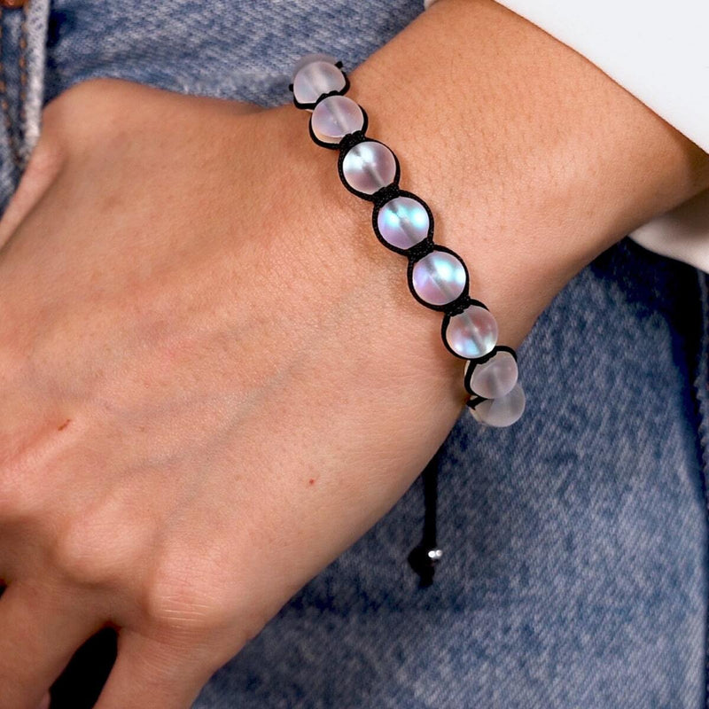 Noir | Arc-en-ciel Blanc | Argent | Bracelet Charmballa Verre Sirène