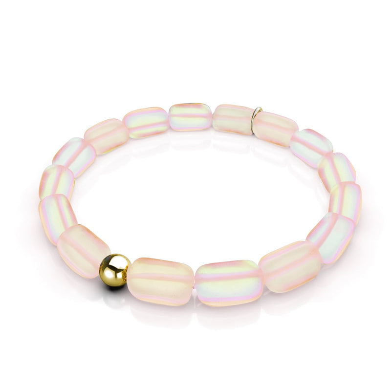 Peach | .925 Sterling Silver Gold Vermeil | Mermaid Glass Pebble Bracelet