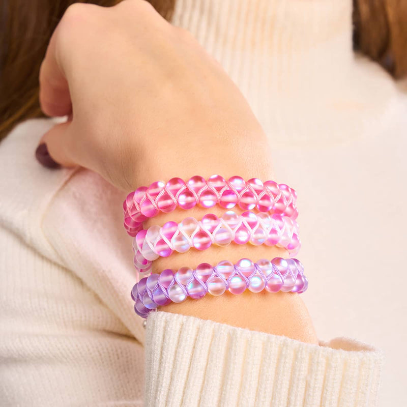 Rose | Argent | Bracelet Verre Double Sirène 