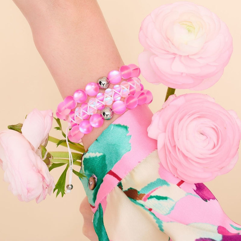 Rose | Argent | Bracelet de déclaration en verre de sirène