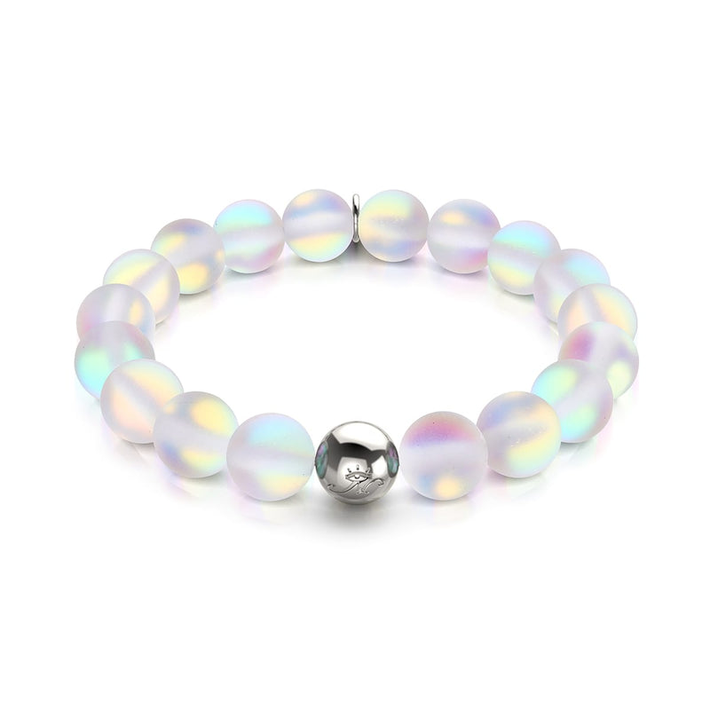 Arc-en-ciel Blanc | Argent | Bracelet de déclaration en verre de sirène
