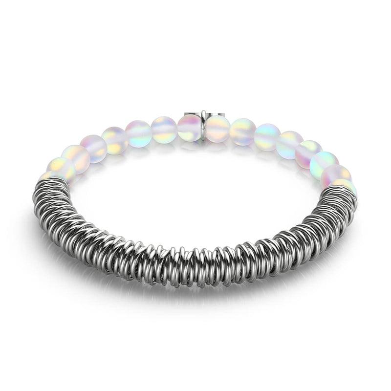 Arc-en-ciel Blanc | Argent | Bracelet Sirène Verre x Liens d'Amour