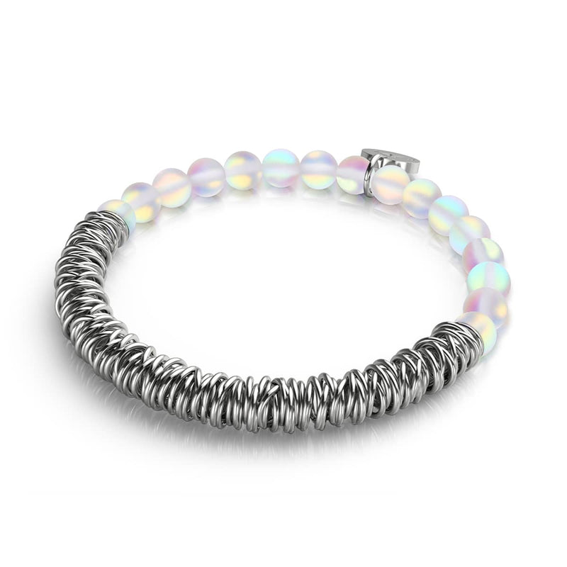 Arc-en-ciel Blanc | Argent | Bracelet Sirène Verre x Liens d'Amour