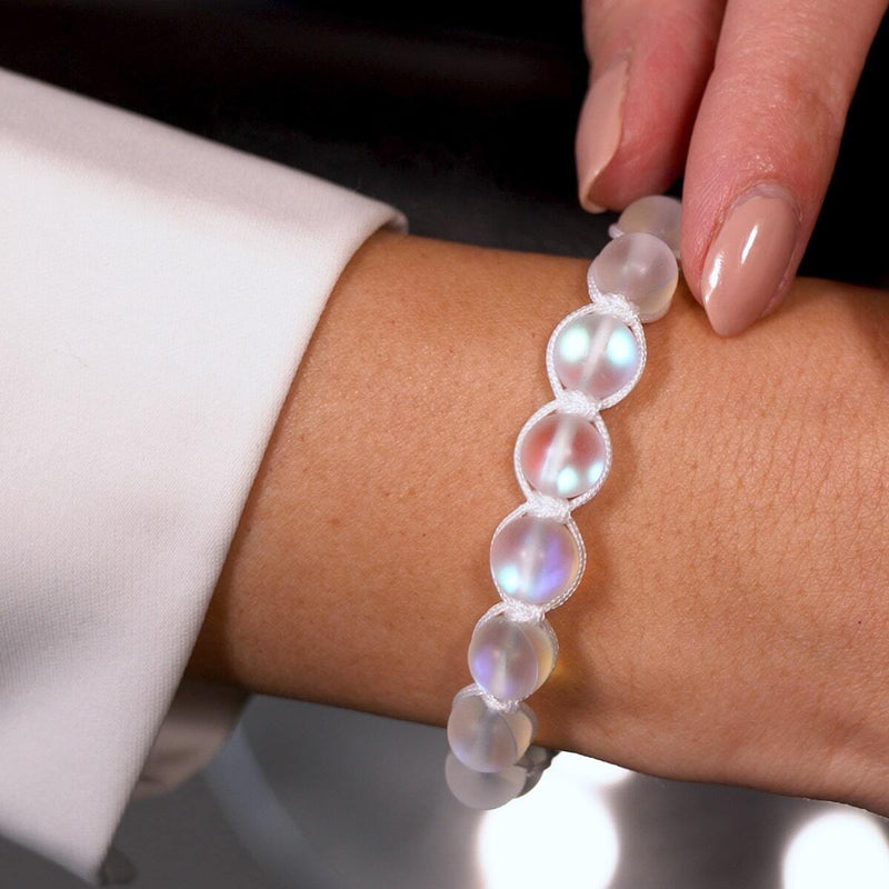 Blanc | Arc-en-ciel blanc | Argent | Bracelet Charmballa Verre Sirène