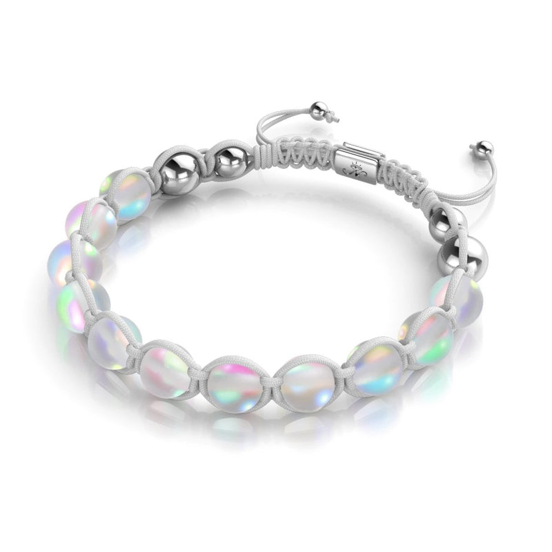 Blanc | Arc-en-ciel blanc | Argent | Bracelet Charmballa Verre Sirène