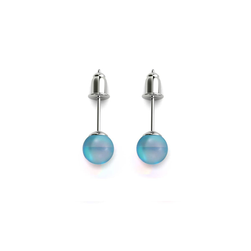 Aigue-marine | Argent sterling .925 | Mini Boucles D'Oreilles Sirène En Verre 