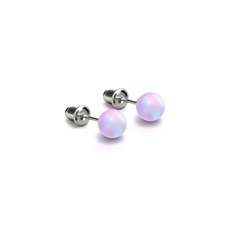 lavande | Argent sterling .925 | Mini Boucles D'Oreilles Sirène En Verre 