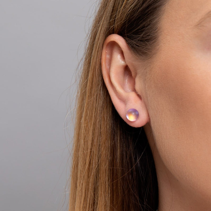 Lavender | .925 Sterling Silver | Mermaid Glass Stud Earrings