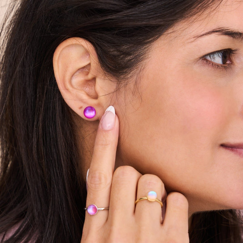 Magenta | Argent sterling .925 | Boucles d'Oreilles Sirène Verre