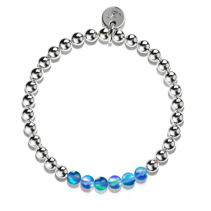 Saphir | Argent | Bracelet d'expression en verre de sirène 