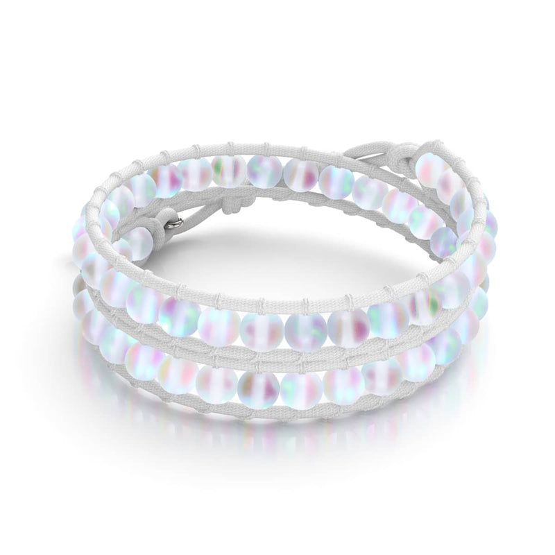 Arc-en-ciel Blanc | Verre Sirène | Bracelet Wrap Lin Blanc