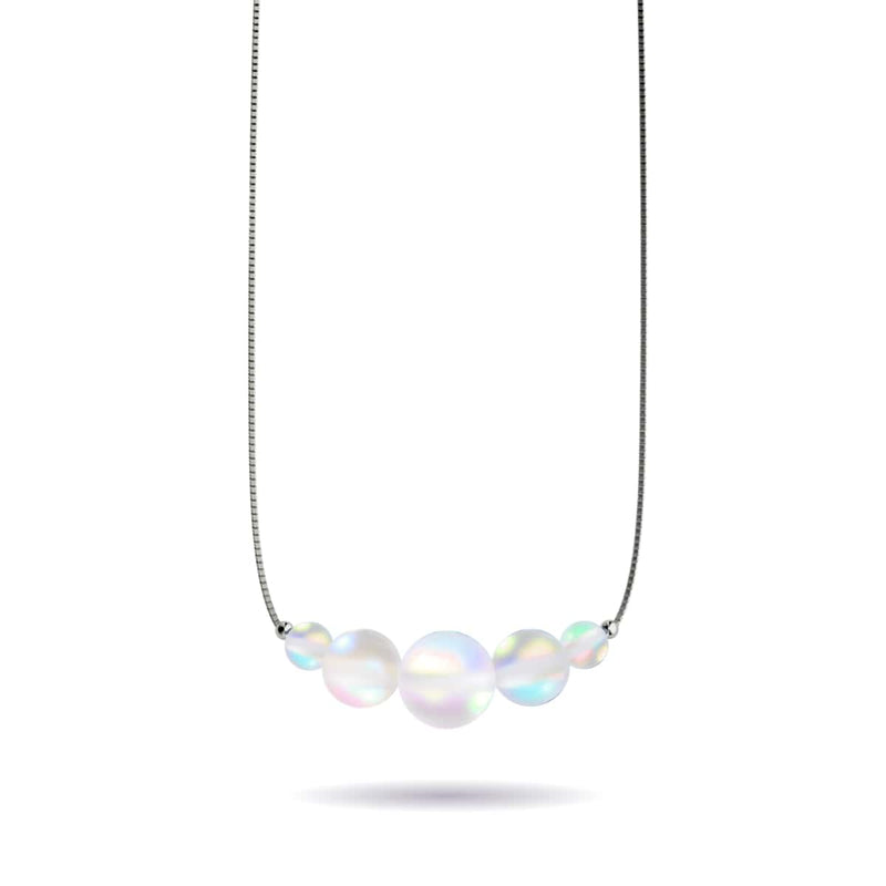 Rainbow White | .925 Sterling Silver | Mermaid Glass Infinity Clasp Necklace