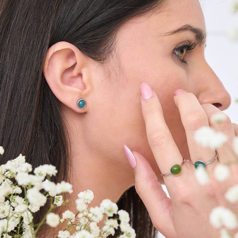 Chromates | Boucles d'oreilles cabuchon pierre d'humeur 6 mm