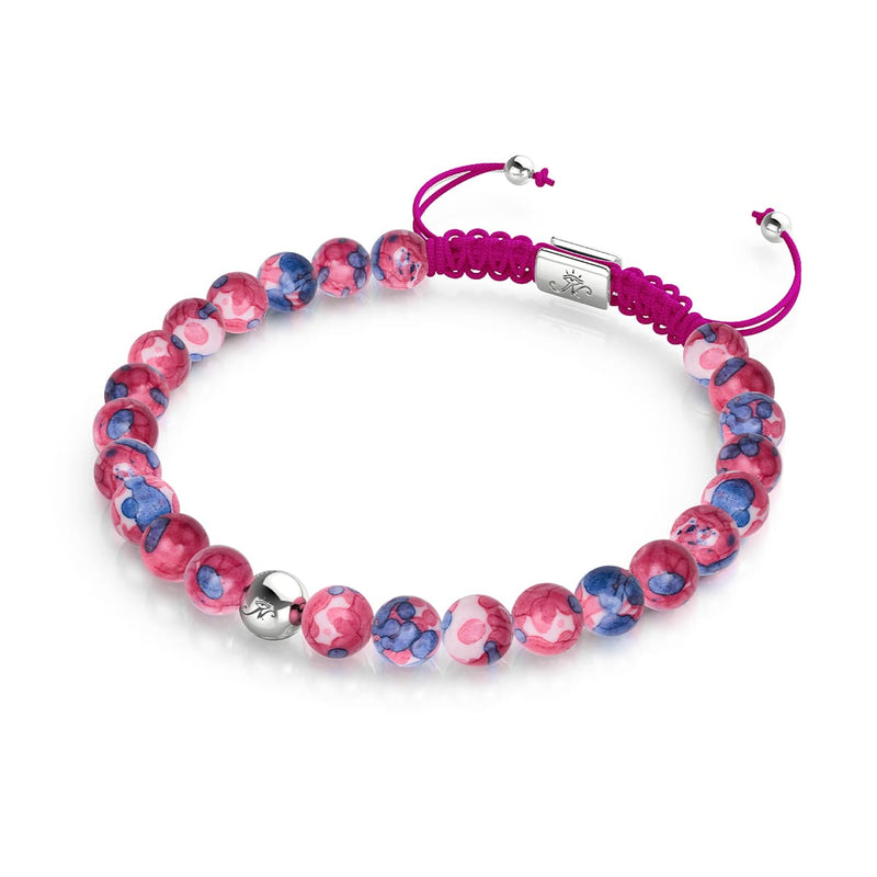 Bracelet Macramé Porcelaine Picasso | Canneberge violette