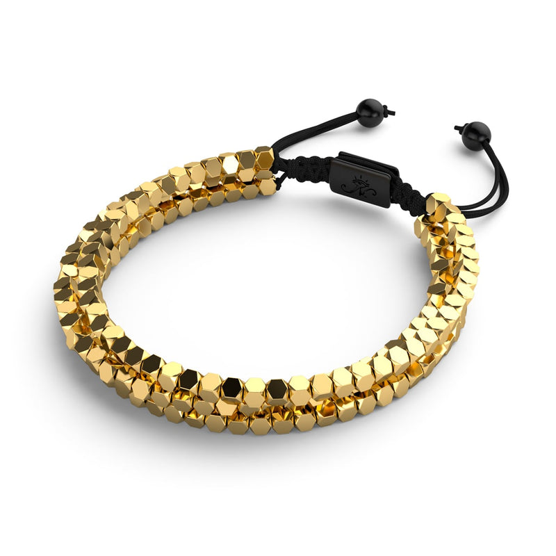 Mini Géome Sacrée | Hématite dorée x Gunmetal | Bracelet Triple Rang