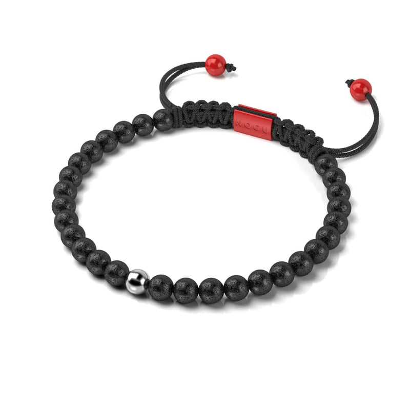 Lava Rock Diffuser | .925 Sterling Silver and Red Enamel | Macrame Santa Bracelet