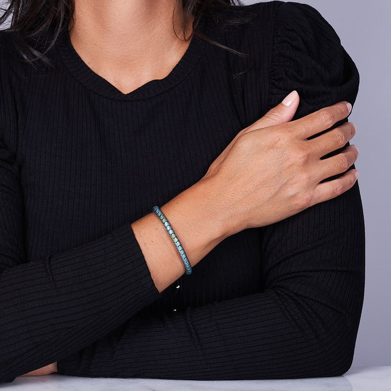 Serpentin | Mat Seafoam Hématite x Argent | Bracelet Vague