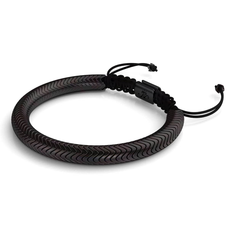 Serpentin | Onyx Hématite x Gunmetal | Bracelet Double Vague