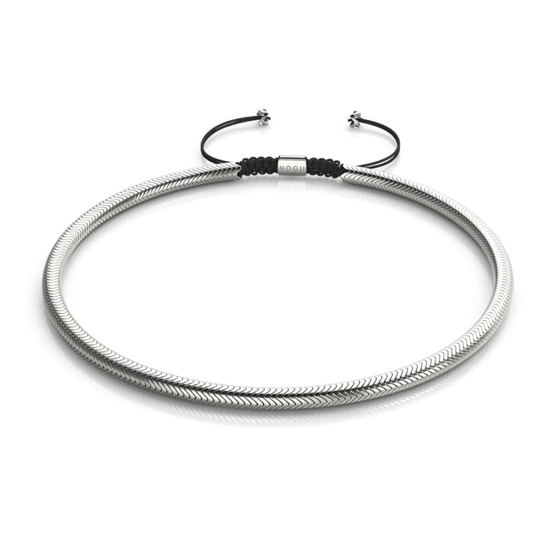 Serpentin | Chrome Hématite x Argent | Collier Double Vague