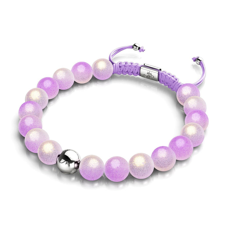 Pétillant Lavande | Verre scintillant | Bracelet macramé