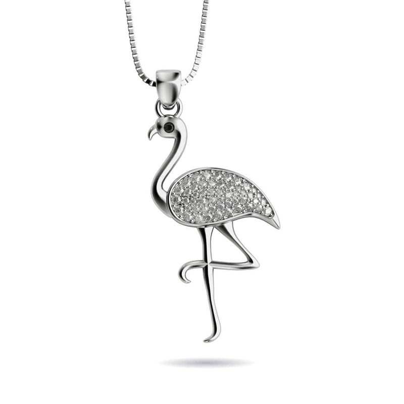 Aruba | Argent sterling .925 | Collier fermoir infini flamant rose cristal