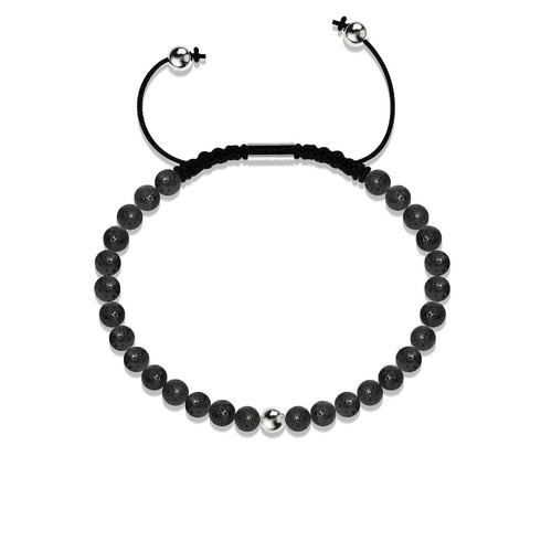 Diffuseur de pierres de lave | Argent sterling .925 | Bracelet en macramé avec pierres précieuses Focus