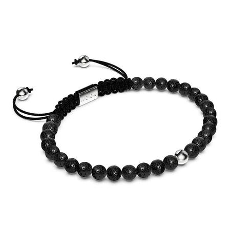 Diffuseur de pierres de lave | Argent sterling .925 | Bracelet en macramé avec pierres précieuses Focus