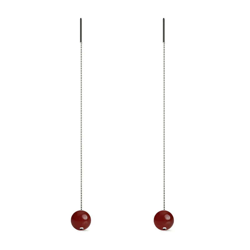 Cornaline | Argent sterling .925 | Boucles d'oreilles à enfiler avec chaîne en pierres précieuses
