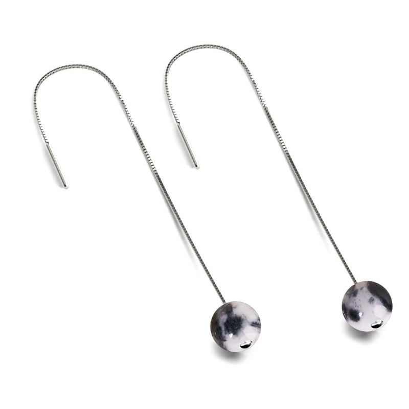 Jade Dalmatien | Argent sterling .925 | Boucles d'oreilles à enfiler avec chaîne en pierres précieuses