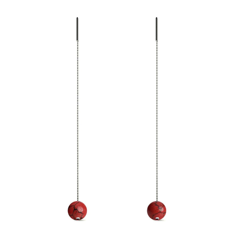 Rouge Turquoise | Argent sterling .925 | Boucles d'oreilles à enfiler avec chaîne en pierres précieuses