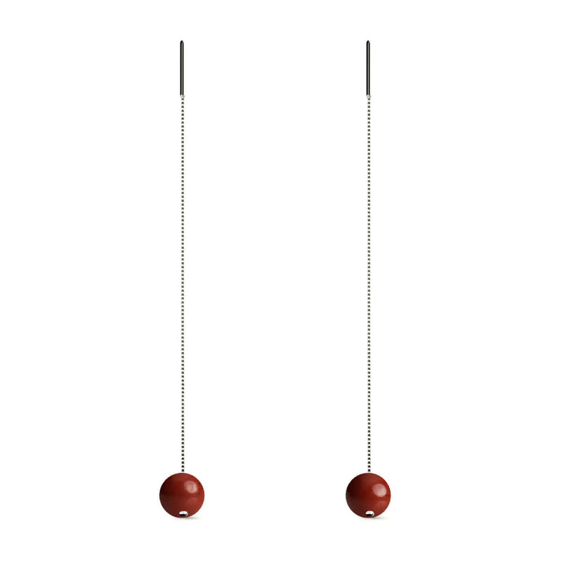 Rhodonite | Argent sterling .925 | Boucles d'oreilles à enfiler avec chaîne en pierres précieuses