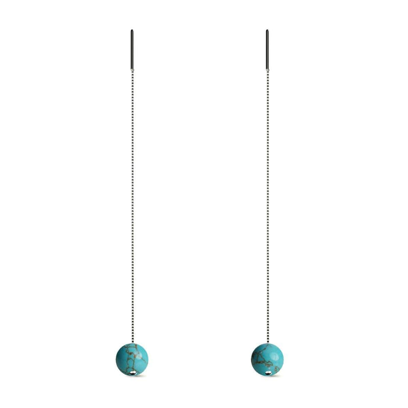 turquoise | Argent sterling .925 | Boucles d'Oreilles Chaîne Drop Threader Gemstone