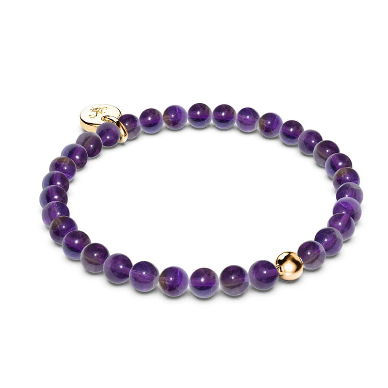 Améthyste | Or Vermeil .925 | Bracelet de perles de pierres précieuses de guérison