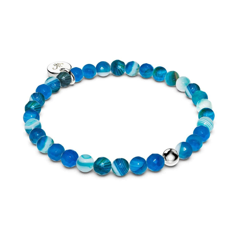 Agate Ligne Bleue | Argent sterling .925 | Bracelet de perles de pierres précieuses de guérison