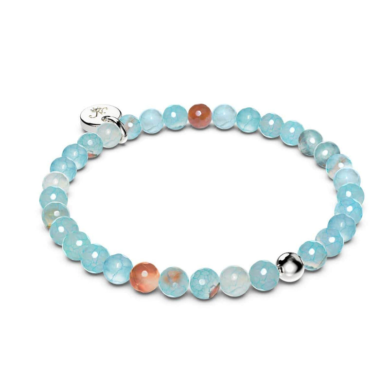 Agate graine de dragon | Argent sterling .925 | Bracelet de perles de pierres précieuses de guérison