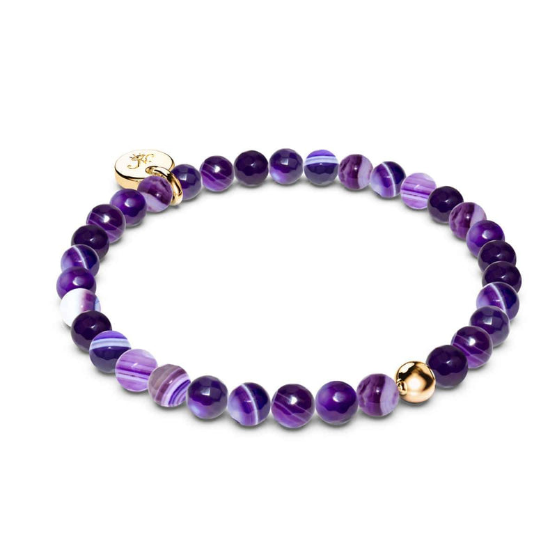 Agate ligne violette | Or Vermeil .925 | Bracelet de perles de pierres précieuses de guérison