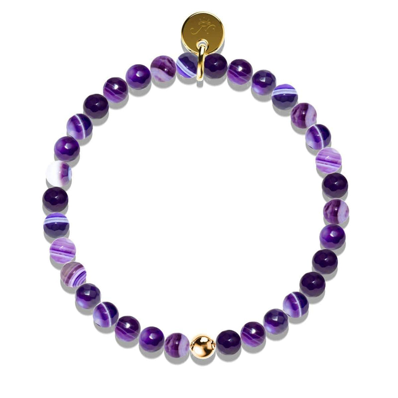 Agate ligne violette | Or Vermeil .925 | Bracelet de perles de pierres précieuses de guérison