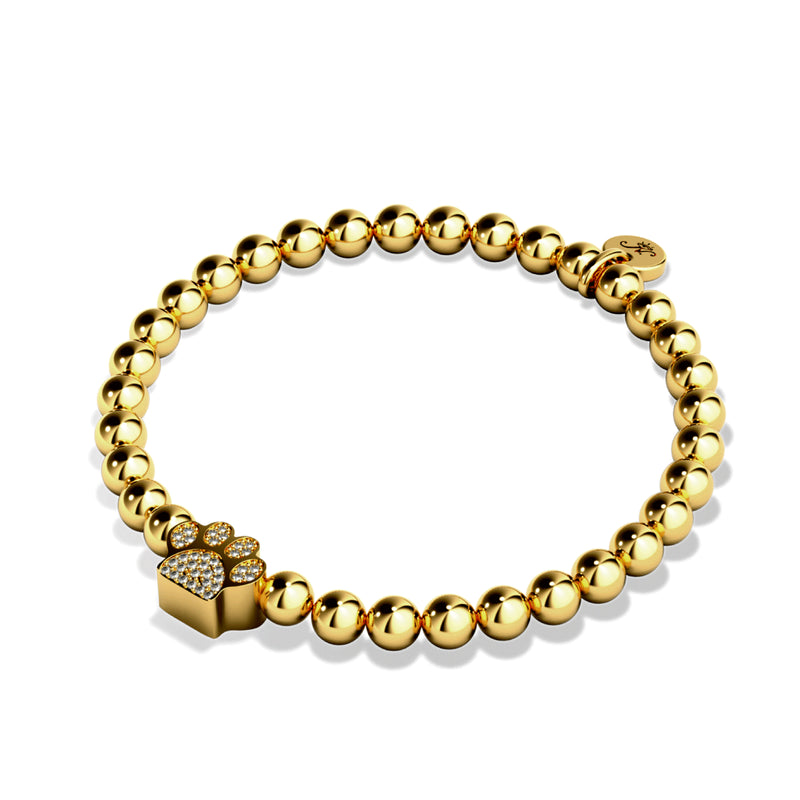 patte | Or Vermeil .925 | Bracelet imprimé chiot en diamants CZ