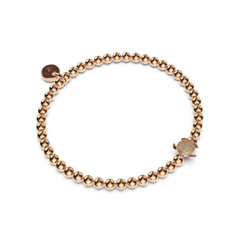 Tortuga | .925 Sterling Silver Rose Gold Vermeil | CZ Diamond Sea Turtle Bracelet