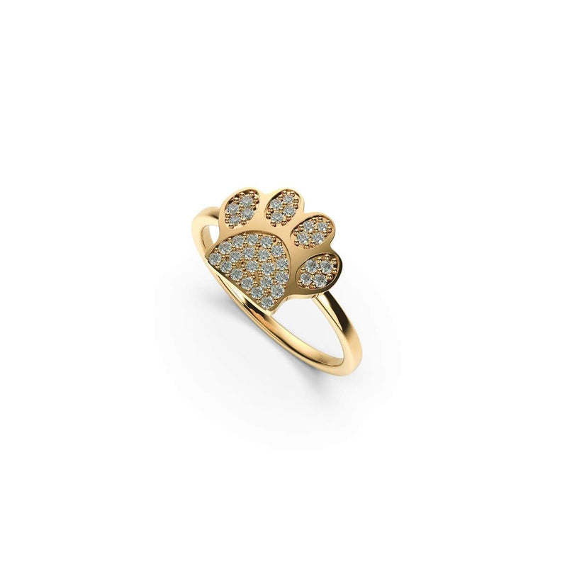 patte | Or Vermeil | Bague à imprimé chiot en diamant CZ