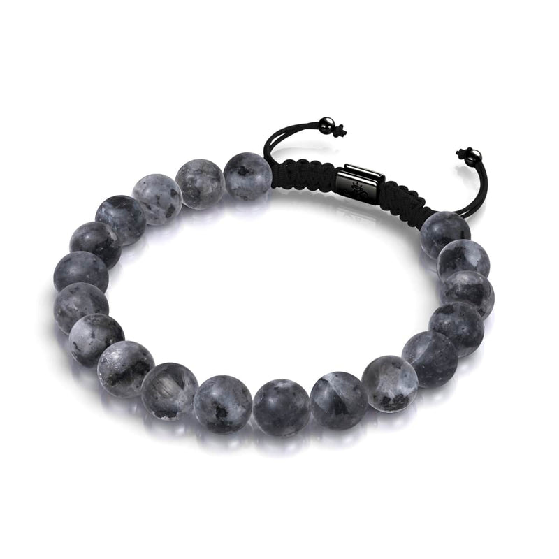 Blueberry Spectrolite x Gunmetal | Bracelet en perles de macramé