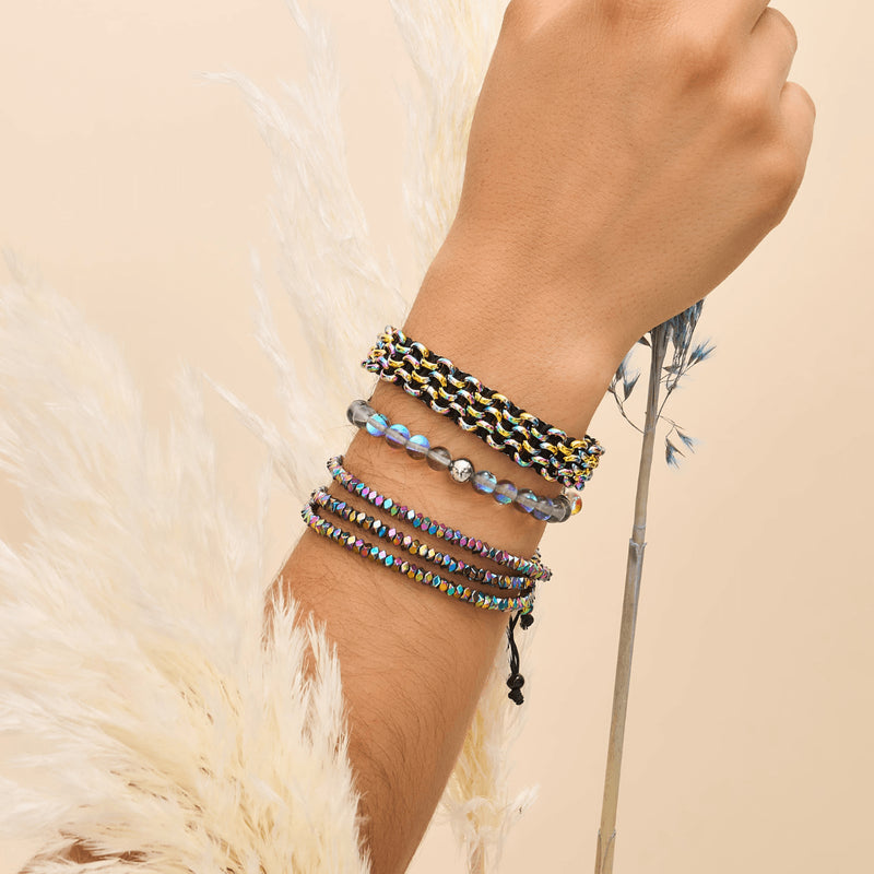 Liens Caméléon | Bracelet Kismet Original | Noir x Argent Licorne