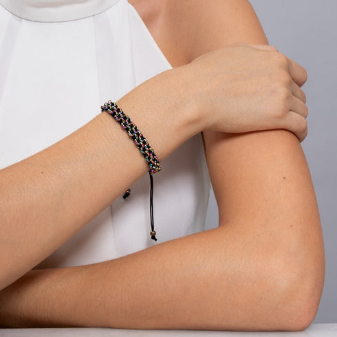 Liens Caméléon | Bracelet Mini Kismet | Noir x Argent Licorne
